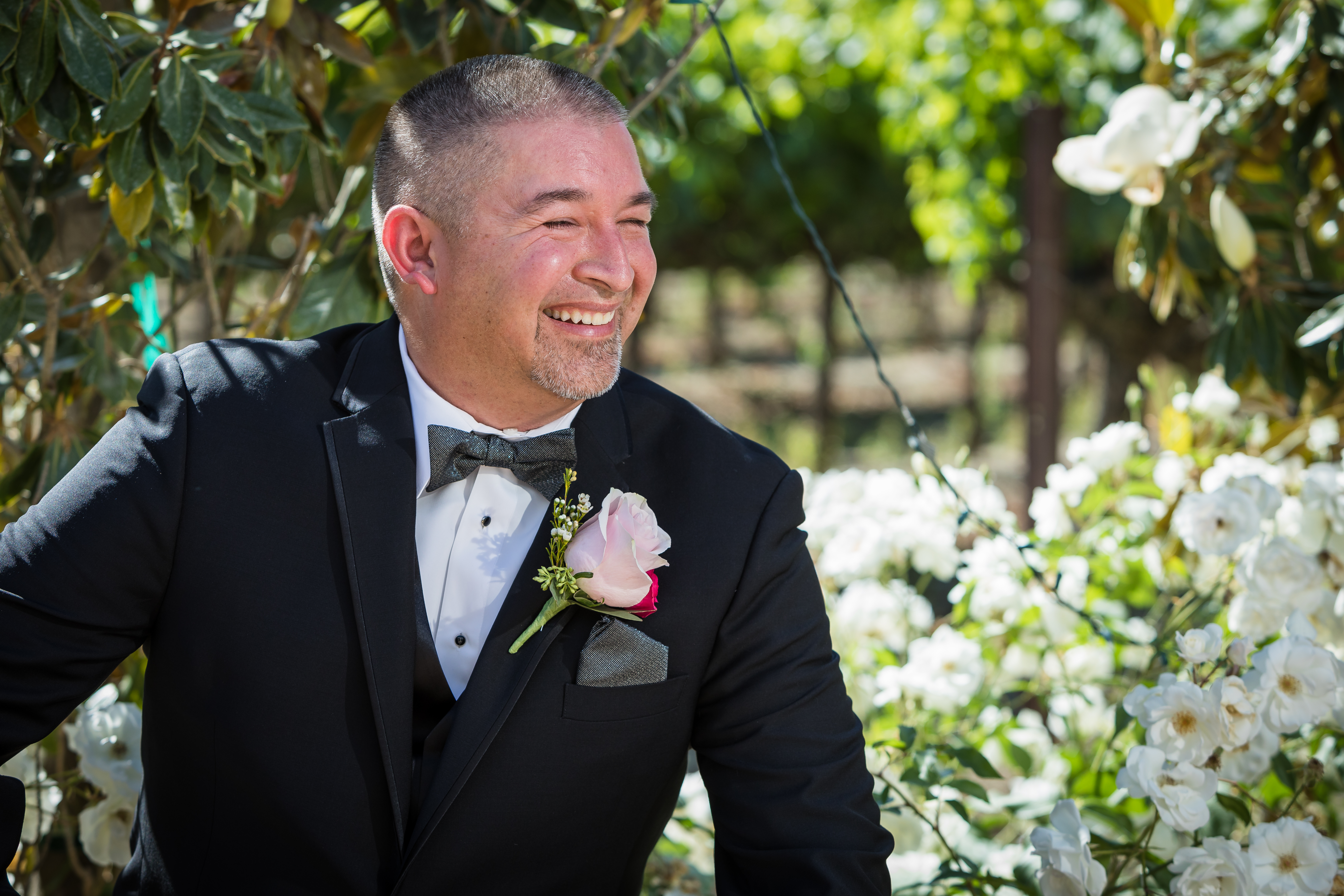 Groom smiling from ear to ear, Photography by Elegant Events Media at Scribner Bend 